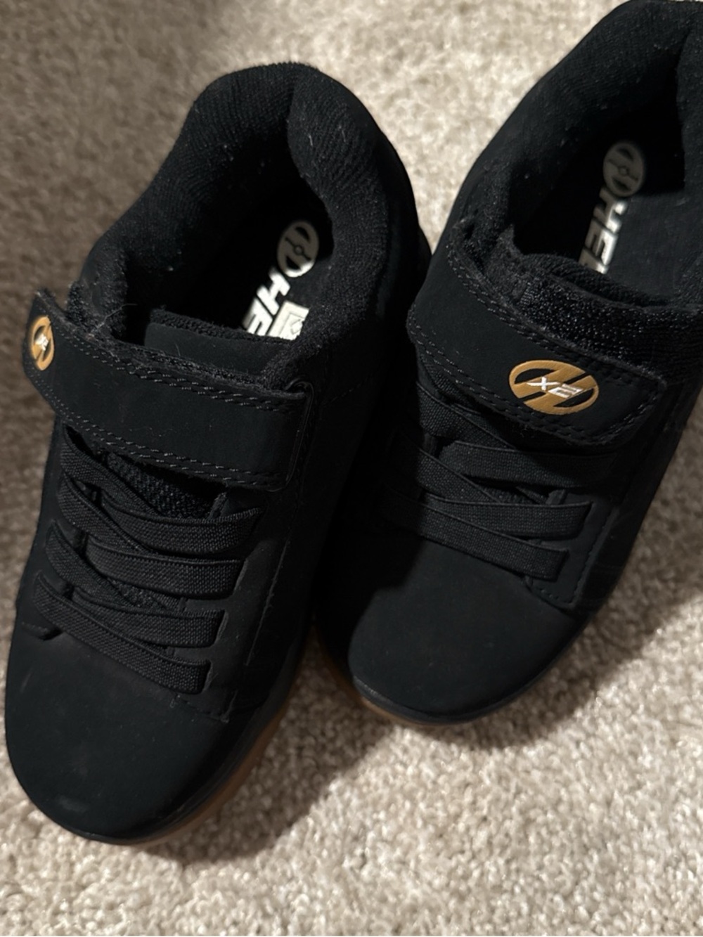 Heelys Kids Black Sneakers with Gold Logo Accent